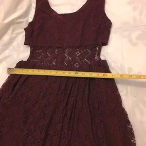 ✨Maroon Lacy Dress w/ See-through detail below bust